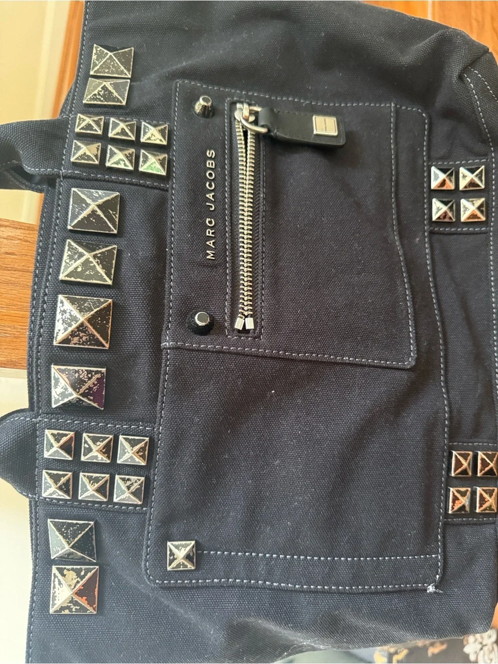 Marc Jacobs Black Canvas Studded Tote